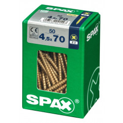 Lot de 50 vis acier tête fraisée pozidriv SPAX, Diam.4.5 mm x L.70 mm - SPAX