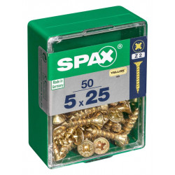 Lot de 50 vis acier tête fraisée pozidriv SPAX, Diam.5 mm x L.25 mm de marque SPAX, référence: B6225800