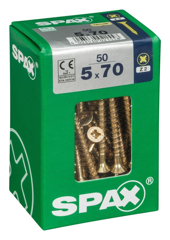 Lot de 50 vis acier tête fraisée pozidriv SPAX Diam.5 mm x .70 mm - vue 2