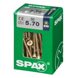 Lot de 50 vis acier tête fraisée pozidriv SPAX, Diam.5 mm x L.70 mm - SPAX