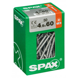 Lot de 50 vis acier tête fraisée torx SPAX, Diam.4.5 mm x L.60 mm de marque SPAX, référence: B6226200