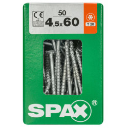 Lot de 50 vis acier tête fraisée torx SPAX, Diam.4.5 mm x L.60 mm - SPAX