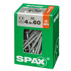 Lot de 50 vis acier tête fraisée torx SPAX, Diam.4.5 mm x L.60 mm - SPAX