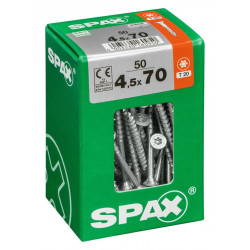 Lot de 50 vis acier tête fraisée torx SPAX, Diam.4.5 mm x L.70 mm de marque SPAX, référence: B6226300