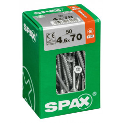 Lot de 50 vis acier tête fraisée torx SPAX, Diam.4.5 mm x L.70 mm - SPAX