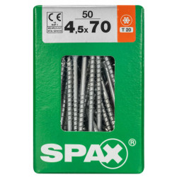 Lot de 50 vis acier tête fraisée torx SPAX, Diam.4.5 mm x L.70 mm - SPAX