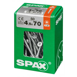 Lot de 50 vis acier tête fraisée torx SPAX, Diam.4.5 mm x L.70 mm - SPAX