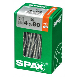 Lot de 50 vis acier tête fraisée torx SPAX, Diam.4.5 mm x L.80 mm - SPAX