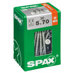 Lot de 50 vis acier tête fraisée torx SPAX, Diam.5 mm x L.70 mm - SPAX