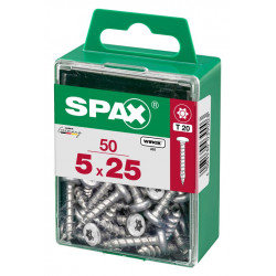 Lot de 50 vis acier tête ronde torx SPAX, Diam.5 mm x L.25 mm - SPAX