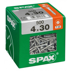 Lot de 500 vis acier tête fraisée torx SPAX, Diam.4 mm x L.30 mm de marque SPAX, référence: B6227000