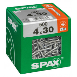 Lot de 500 vis acier tête fraisée torx SPAX, Diam.4 mm x L.30 mm - SPAX