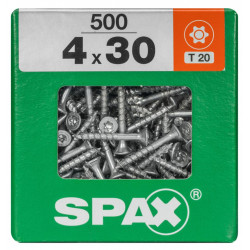 Lot de 500 vis acier tête fraisée torx SPAX, Diam.4 mm x L.30 mm - SPAX