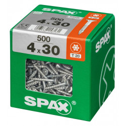 Lot de 500 vis acier tête fraisée torx SPAX, Diam.4 mm x L.30 mm - SPAX