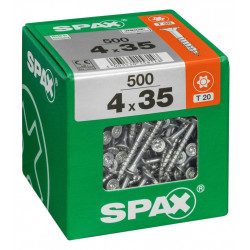 Lot de 500 vis acier tête fraisée torx SPAX, Diam.4 mm x L.35 mm de marque SPAX, référence: B6227100