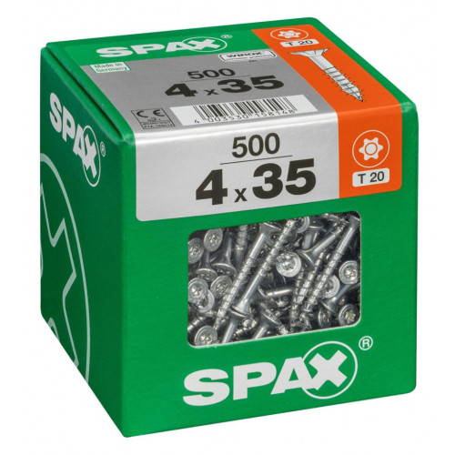 Lot de 500 vis acier tête fraisée torx SPAX, Diam.4 mm x L.35 mm - SPAX