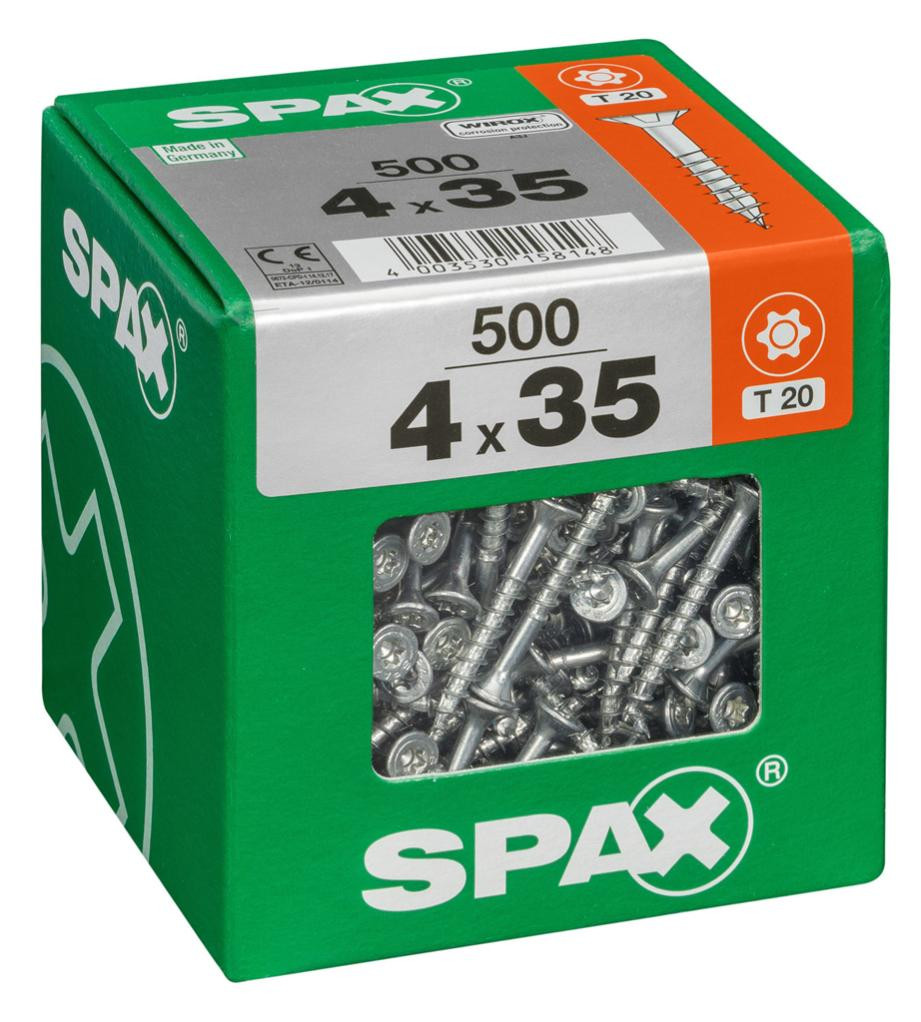 Vis Spax Tête fraisée TORX T20 4X35 Filetée sur 24 Filetage partiel WIROX 500 pièces - vue 2