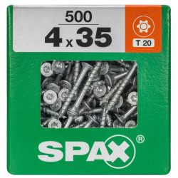 Lot de 500 vis acier tête fraisée torx SPAX, Diam.4 mm x L.35 mm - SPAX