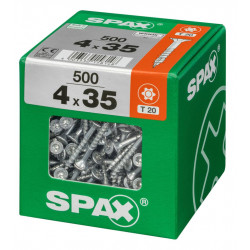 Lot de 500 vis acier tête fraisée torx SPAX, Diam.4 mm x L.35 mm - SPAX