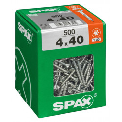 Lot de 500 vis acier tête fraisée torx SPAX, Diam.4 mm x L.40 mm - SPAX