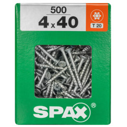 Lot de 500 vis acier tête fraisée torx SPAX, Diam.4 mm x L.40 mm - SPAX