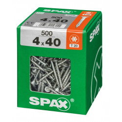 Lot de 500 vis acier tête fraisée torx SPAX, Diam.4 mm x L.40 mm - SPAX