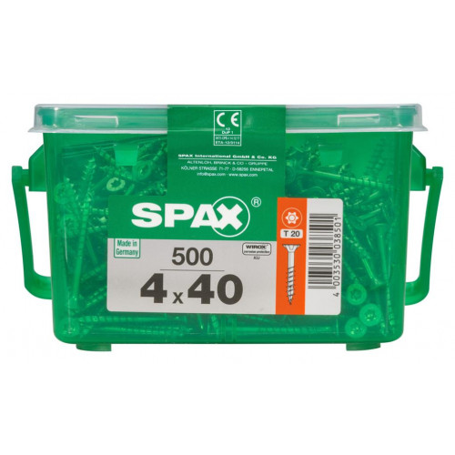 Lot de 500 vis acier tête fraisée torx SPAX, Diam.4 mm x L.40 mm - SPAX