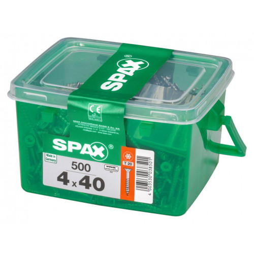 Lot de 500 vis acier tête fraisée torx SPAX, Diam.4 mm x L.40 mm - SPAX