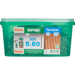 Lot de 500 vis terrasse acier tête cylindrique SPAX, Diam.5 mm x L.60 mm - SPAX