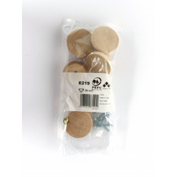 Lot de 6 boutons de meuble Rond bois brut H.22 x l.39 x P.39 mm - REI