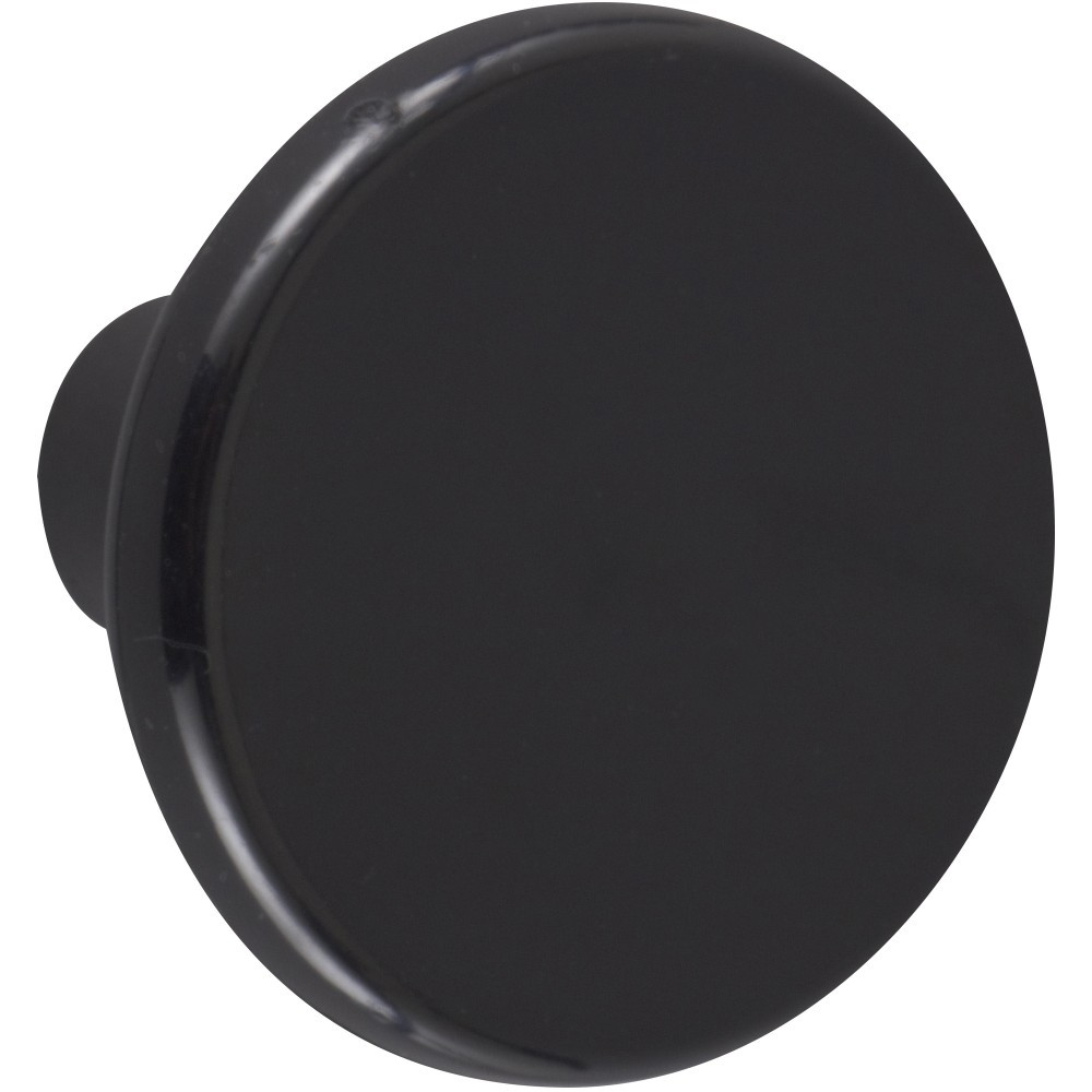 Lot de 6 boutons de meuble Rond noir plastique H.27 x l.33 x P.33 mm