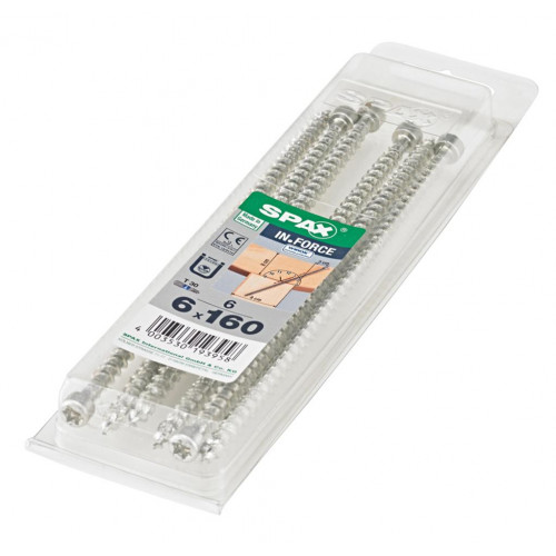 Lot de 6 vis acier tête cylindrique SPAX, Diam.6 mm x L.160 mm - SPAX
