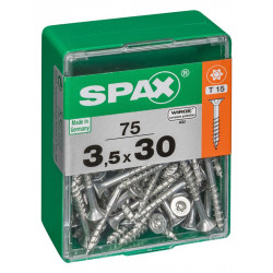 Lot de 75 vis acier tête autofraisée plate SPAX, Diam.3.5 mm x L.30 mm - SPAX