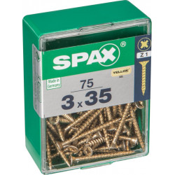 Lot de 75 vis acier tête fraisée pozidriv SPAX, Diam.3 mm x L.35 mm - SPAX