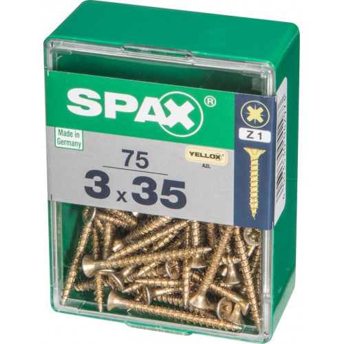 Lot de 75 vis acier tête fraisée pozidriv SPAX, Diam.3 mm x L.35 mm - SPAX