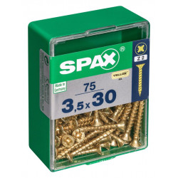 Lot de 75 vis acier tête fraisée pozidriv SPAX, Diam.3.5 mm x L.30 mm de marque SPAX, référence: B6229800