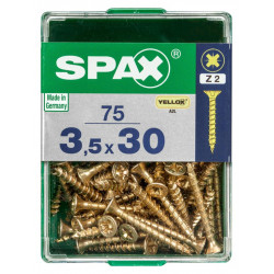 Lot de 75 vis acier tête fraisée pozidriv SPAX, Diam.3.5 mm x L.30 mm - SPAX