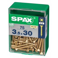 Lot de 75 vis acier tête fraisée pozidriv SPAX, Diam.3.5 mm x L.30 mm - SPAX