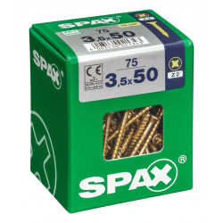 Lot de 75 vis acier tête fraisée pozidriv SPAX, Diam.3.5 mm x L.50 mm - SPAX