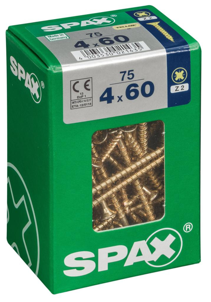 Vis SPAX Tête fraisée Acier Diam. 4 mm Long. 60 mm Lot de 75 - vue 2