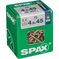 Lot de 75 vis acier tête fraisée pozidriv SPAX, Diam.4.5 mm x L.45 mm de marque SPAX, référence: B6230100