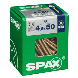 Lot de 75 vis acier tête fraisée pozidriv SPAX, Diam.4.5 mm x L.50 mm - SPAX