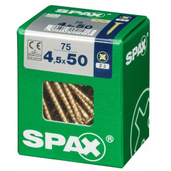 Lot de 75 vis acier tête fraisée pozidriv SPAX, Diam.4.5 mm x L.50 mm - SPAX