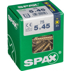 Lot de 75 vis acier tête fraisée pozidriv SPAX, Diam.5 mm x L.45 mm - SPAX