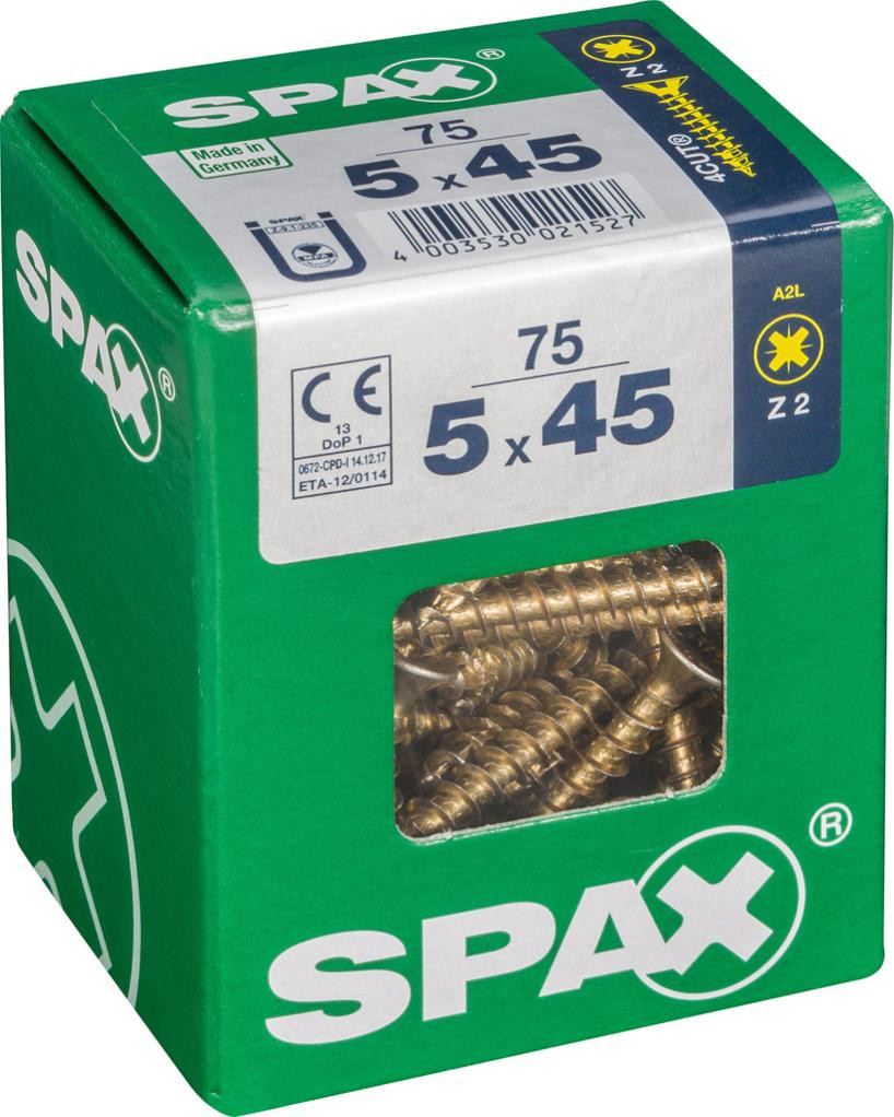 Lot de 75 vis acier tête fraisée pozidriv SPAX Diam.5 mm x .45 mm - vue 2