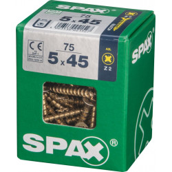 Lot de 75 vis acier tête fraisée pozidriv SPAX, Diam.5 mm x L.45 mm - SPAX