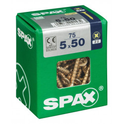 Lot de 75 vis acier tête fraisée pozidriv SPAX, Diam.5 mm x L.50 mm - SPAX