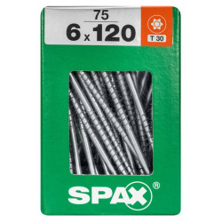 Lot de 75 vis acier tête fraisée torx SPAX, Diam.6 mm x L.120 mm - SPAX