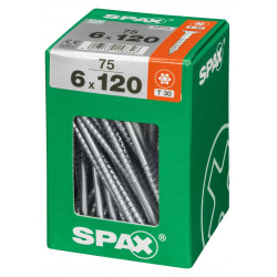 Lot de 75 vis acier tête fraisée torx SPAX, Diam.6 mm x L.120 mm - SPAX