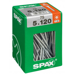 Lot de 75 vis acier tête plate SPAX, Diam.5 mm x L.120 mm - SPAX